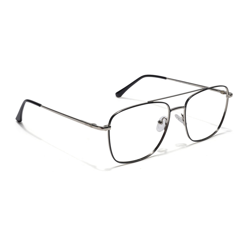 Goeye Thin Black & Silver Wayfarer Eyeglasses for Men & Women - GE1802-C3