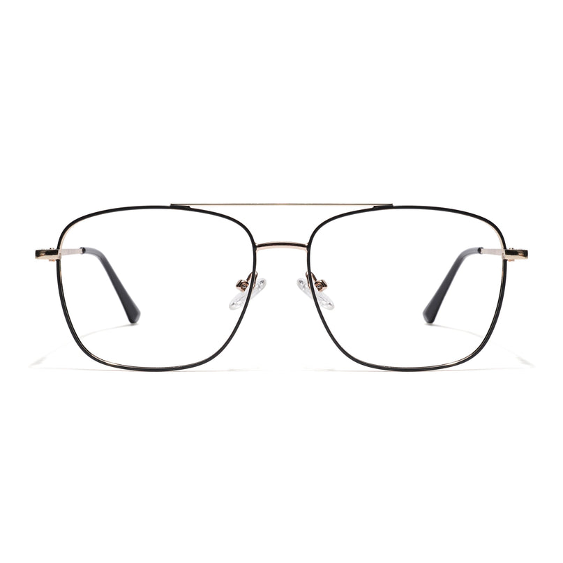 Thin Black & Golden Wayfarer Eyeglasses for Men & Women (2303GE1804-C5)