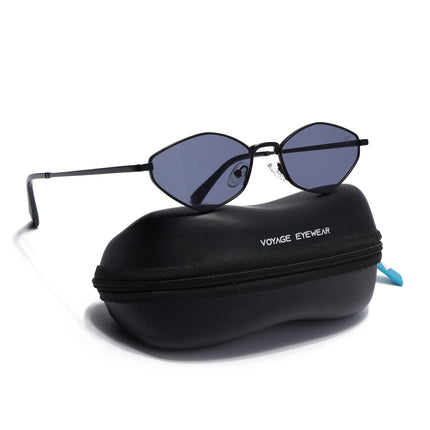 Oval Sunglasses for Men & Women (Grey Lens | Black Frame - MG7132)