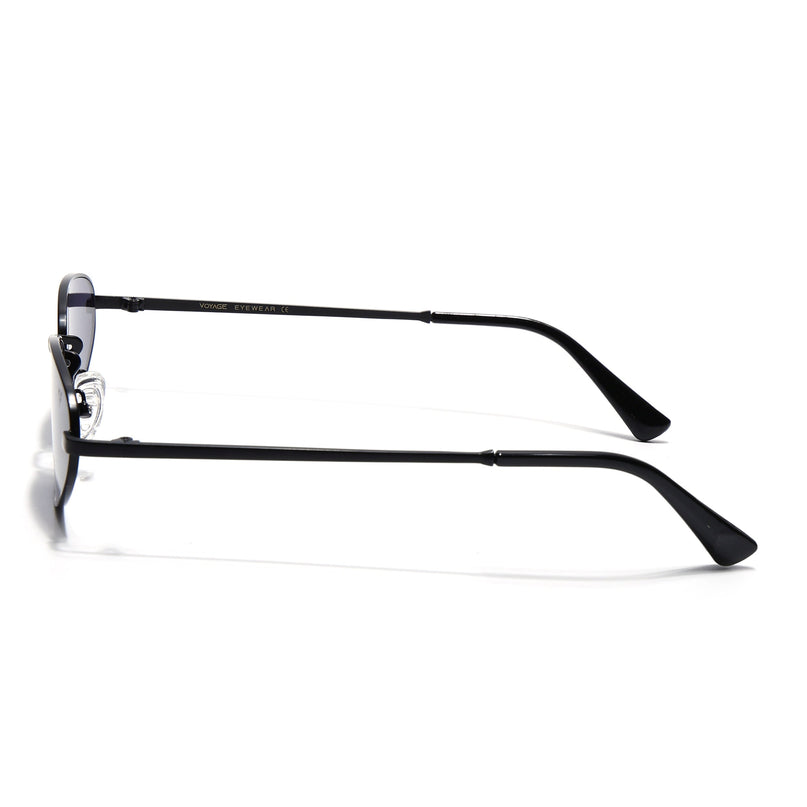 Oval Sunglasses for Men & Women (Grey Lens | Black Frame - MG7144)