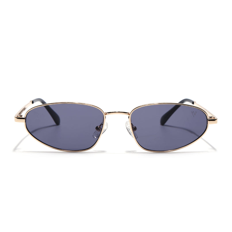 Oval Sunglasses for Men & Women (Grey Lens | Golden Frame - MG7146)