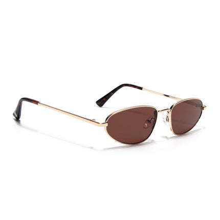 Oval Sunglasses for Men & Women (Brown Lens | Golden Frame - MG7147)