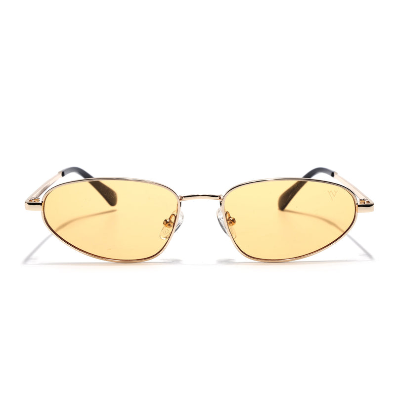 Oval Sunglasses for Men & Women (Yellow Lens | Golden Frame - MG7148)