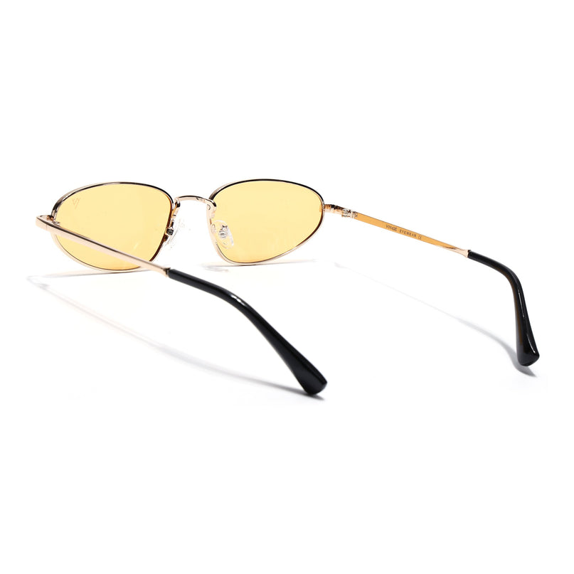 Oval Sunglasses for Men & Women (Yellow Lens | Golden Frame - MG7148)