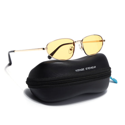 Oval Sunglasses for Men & Women (Yellow Lens | Golden Frame - MG7148)