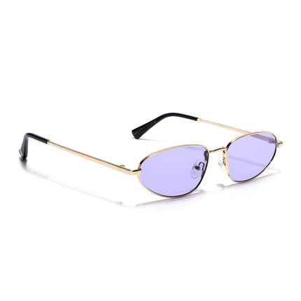 Oval Sunglasses for Men & Women (Purple Lens | Golden Frame - MG7149)