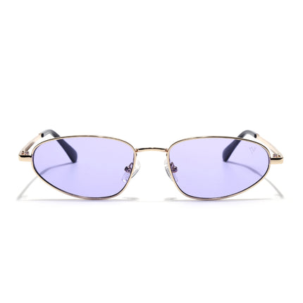 Oval Sunglasses for Men & Women (Purple Lens | Golden Frame - MG7149)