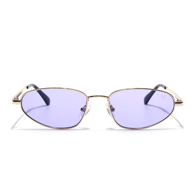 Oval Sunglasses for Men & Women (Purple Lens | Golden Frame - MG7149)