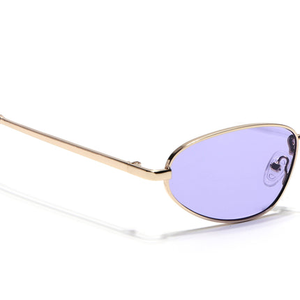 Oval Sunglasses for Men & Women (Purple Lens | Golden Frame - MG7149)