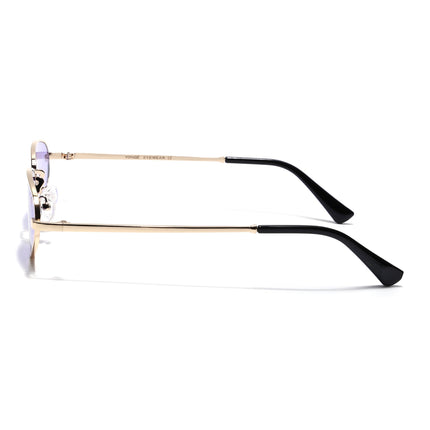 Oval Sunglasses for Men & Women (Purple Lens | Golden Frame - MG7149)