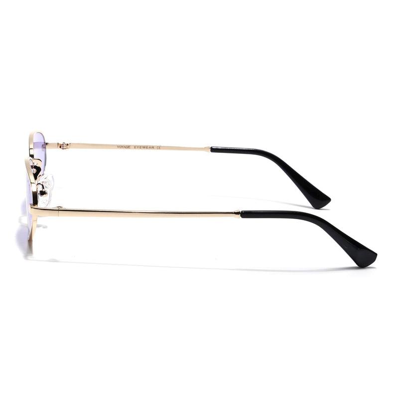 Oval Sunglasses for Men & Women (Purple Lens | Golden Frame - MG7149)