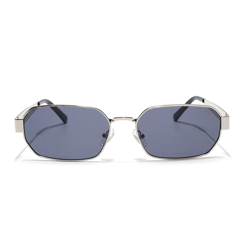 Alpha - Silver Rectangle Sunglasses I Blue Lens (2320CL2178)