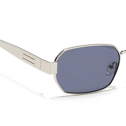Alpha - Silver Rectangle Sunglasses I Blue Lens (2320CL2178)