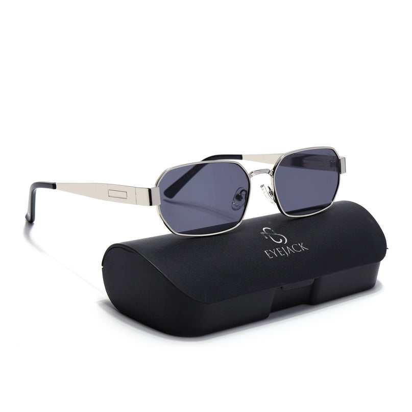 Alpha - Silver Rectangle Sunglasses I Blue Lens (2320CL2178)