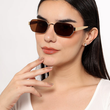 Alpha - Golden Rectangle Sunglasses I Brown Lens (2320CL2180)