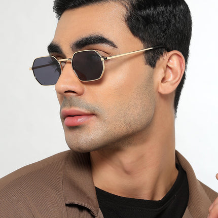 Auralis I Golden Hexagonal Sunglasses - (2321CL2184)