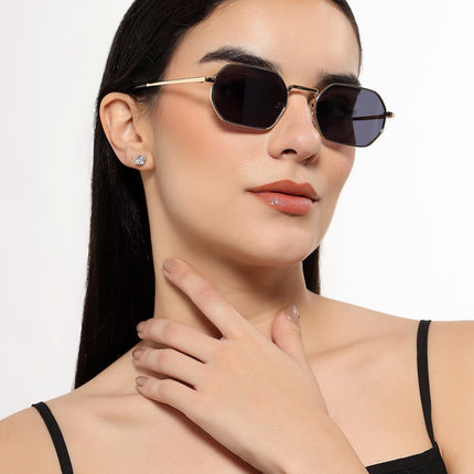 Auralis I Golden Hexagonal Sunglasses - (2321CL2184)