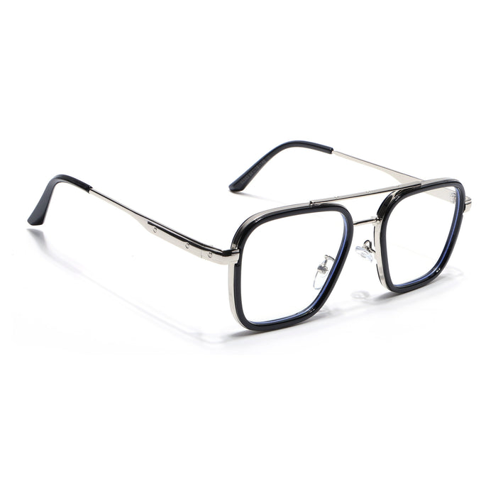 Voyage Maverick Silver & Black Wayfarer Eyeglasses for Men & Women - MG5079-C1