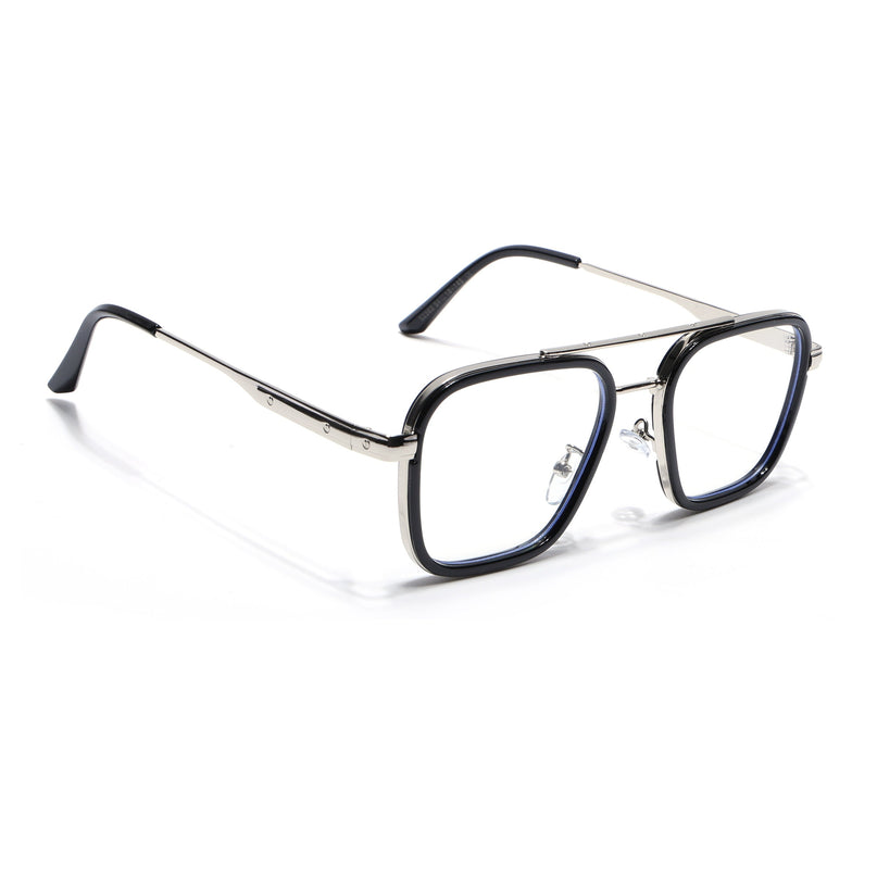 Voyage Maverick Silver & Black Wayfarer Eyeglasses for Men & Women - MG5079-C1