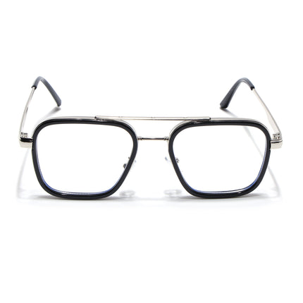 Voyage Maverick Silver & Black Wayfarer Eyeglasses for Men & Women - MG5079-C1