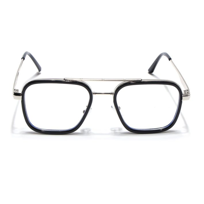 Voyage Maverick Silver & Black Wayfarer Eyeglasses for Men & Women - MG5079-C1