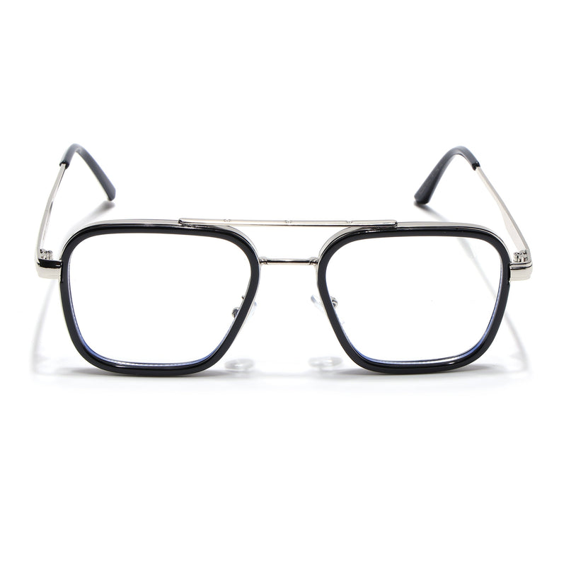 Voyage Maverick Silver & Black Wayfarer Eyeglasses for Men & Women - MG5079-C1