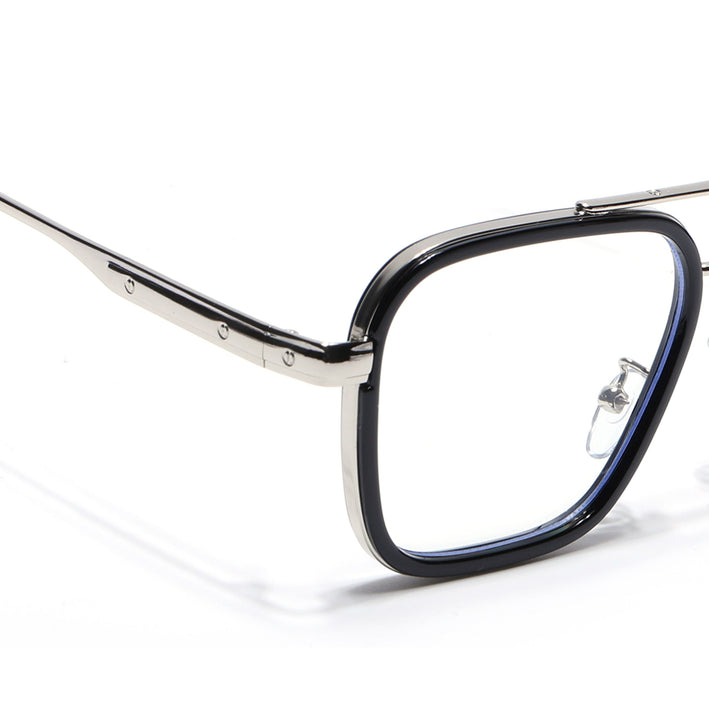 Voyage Maverick Silver & Black Wayfarer Eyeglasses for Men & Women - MG5079-C1