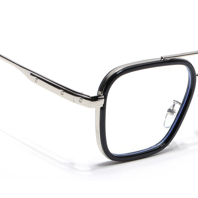 Voyage Maverick Silver & Black Wayfarer Eyeglasses for Men & Women - MG5079-C1