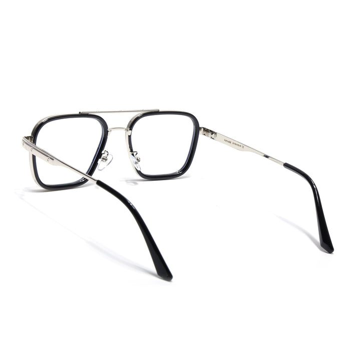Voyage Maverick Silver & Black Wayfarer Eyeglasses for Men & Women - MG5079-C1