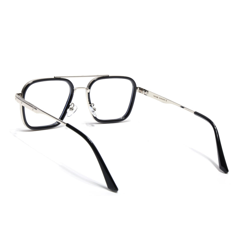 Voyage Maverick Silver & Black Wayfarer Eyeglasses for Men & Women - MG5079-C1