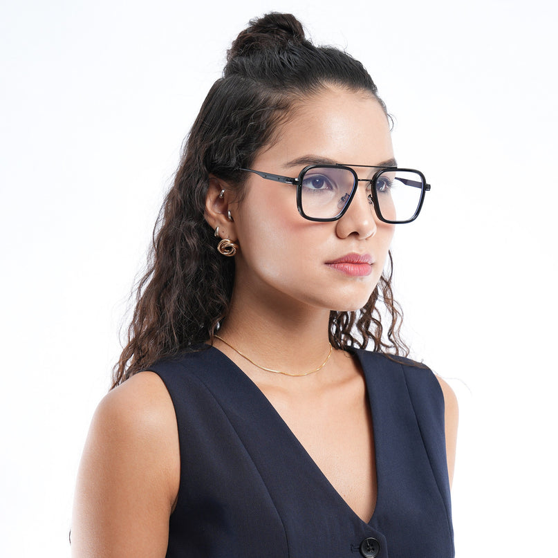 Voyage Maverick Black Wayfarer Eyeglasses for Men & Women - MG5080-C2