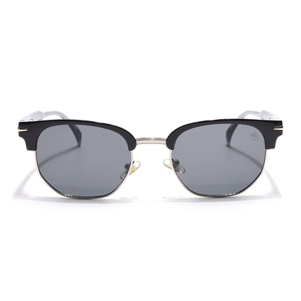 Eyejack Black & Silver Hexagonal Sunglasses for Men & Women (2392CL1091)