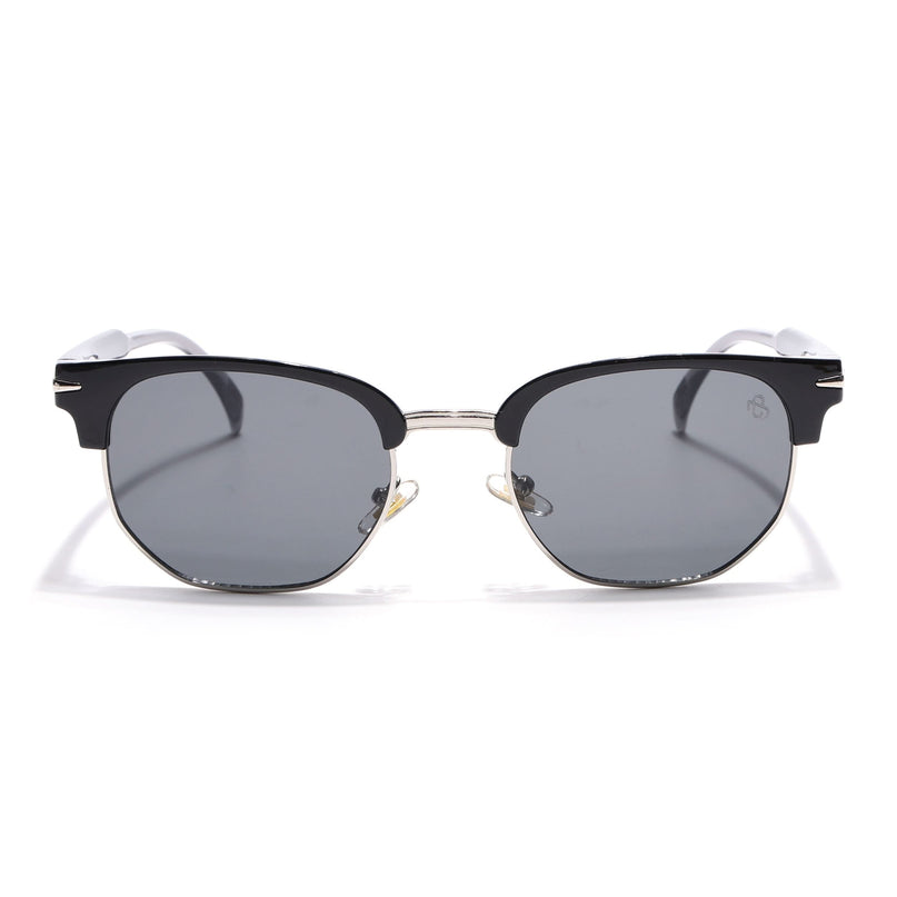 Eyejack Black & Silver Hexagonal Sunglasses for Men & Women (2392CL1091)