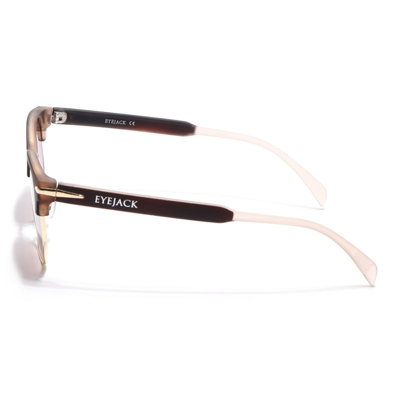 Eyejack Brown & Golden Hexagonal Sunglasses for Men & Women (2392CL1093)