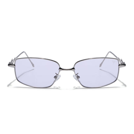 Rectangle Sunglasses for Men & Women (Purple Lens | Silver Frame - MG7823)