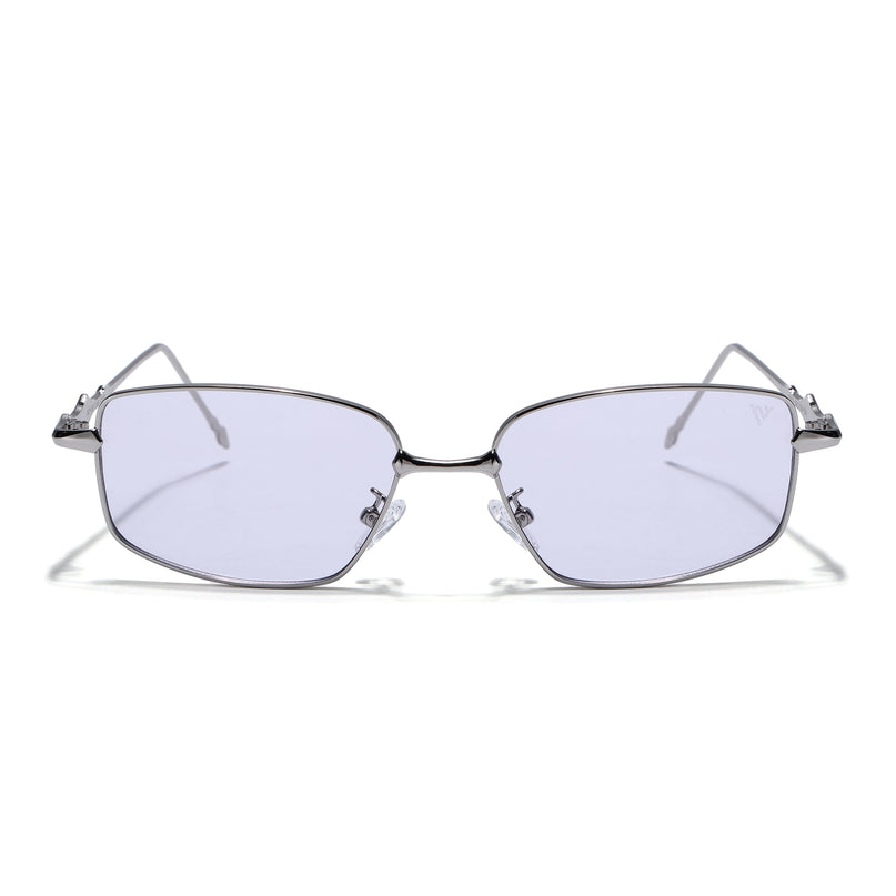 Rectangle Sunglasses for Men & Women (Purple Lens | Silver Frame - MG7823)