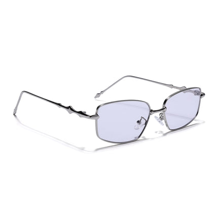 Rectangle Sunglasses for Men & Women (Purple Lens | Silver Frame - MG7823)