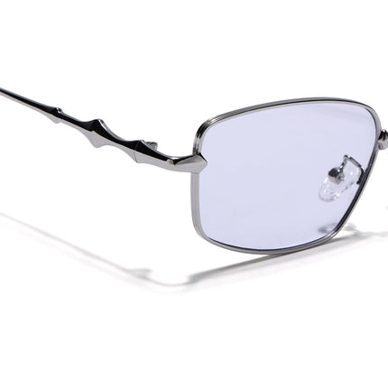 Rectangle Sunglasses for Men & Women (Purple Lens | Silver Frame - MG7823)