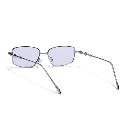 Rectangle Sunglasses for Men & Women (Purple Lens | Silver Frame - MG7823)