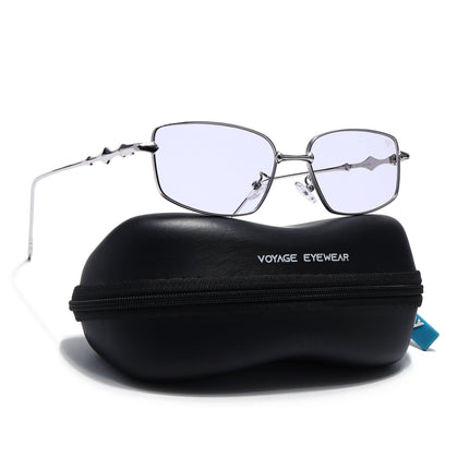 Rectangle Sunglasses for Men & Women (Purple Lens | Silver Frame - MG7823)