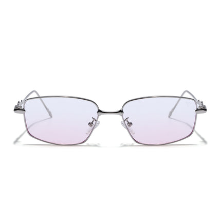 Rectangle Sunglasses for Men & Women (Pink Lens | Silver Frame - MG7824)