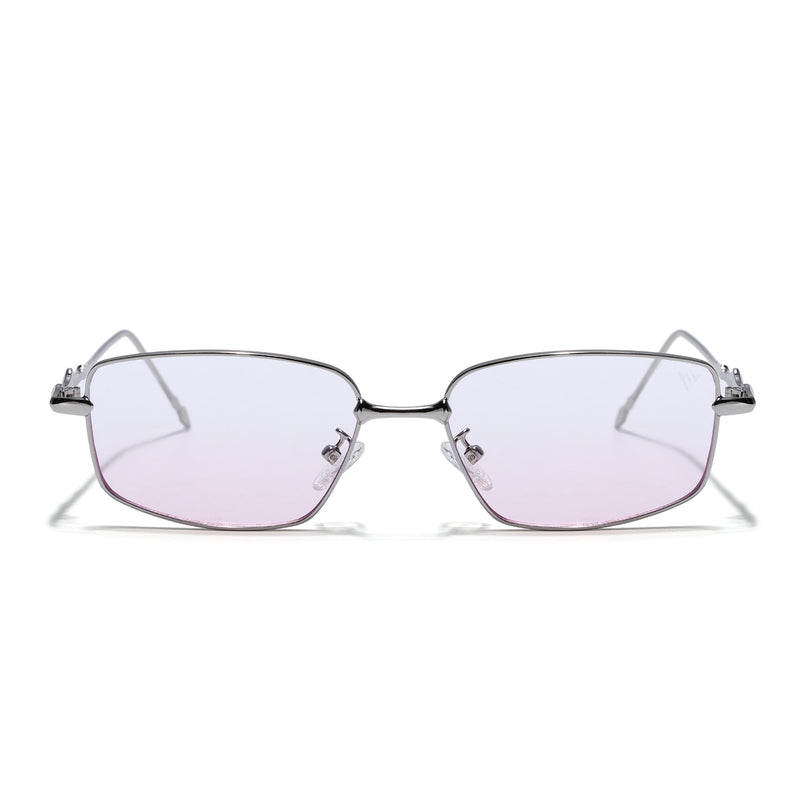 Rectangle Sunglasses for Men & Women (Pink Lens | Silver Frame - MG7824)