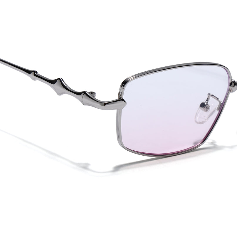 Rectangle Sunglasses for Men & Women (Pink Lens | Silver Frame - MG7824)