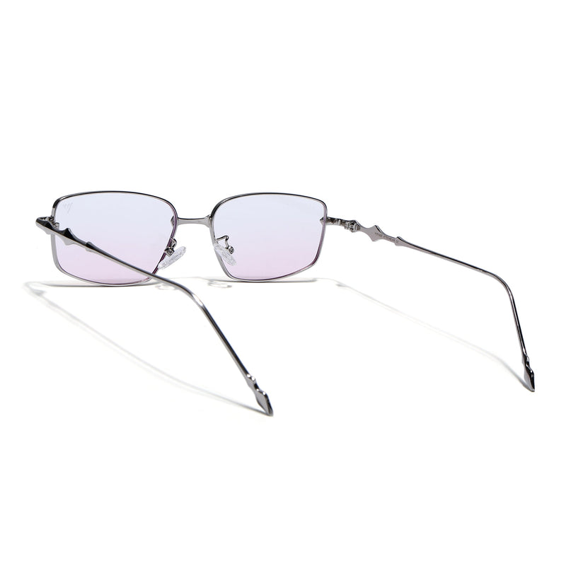 Rectangle Sunglasses for Men & Women (Pink Lens | Silver Frame - MG7824)