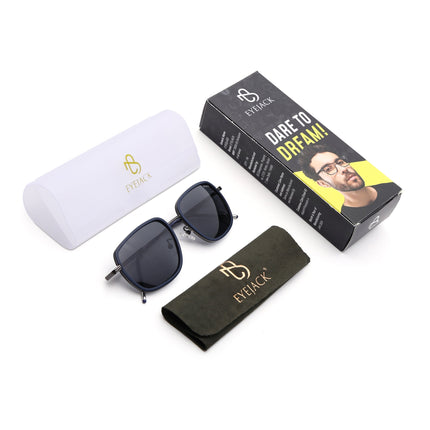 Eyejack Blue & Grey Square Polarized Sunglasses for Men & Women (2501PCL1462)
