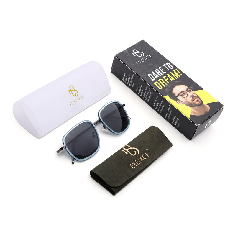 Eyejack Sky Blue & Grey Square Polarized Sunglasses for Men & Women (2501PCL1464)