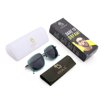 Eyejack Sea Green & Grey Square Polarized Sunglasses for Men & Women (2501PCL1465)