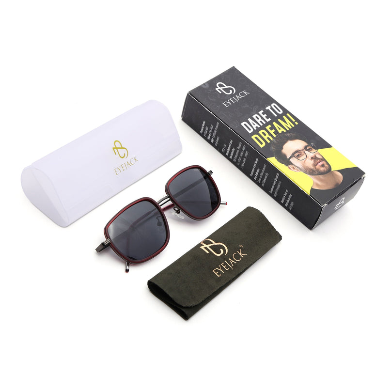 Eyejack Transparent & Grey Square Polarized Sunglasses for Men & Women (2501PCL1469)