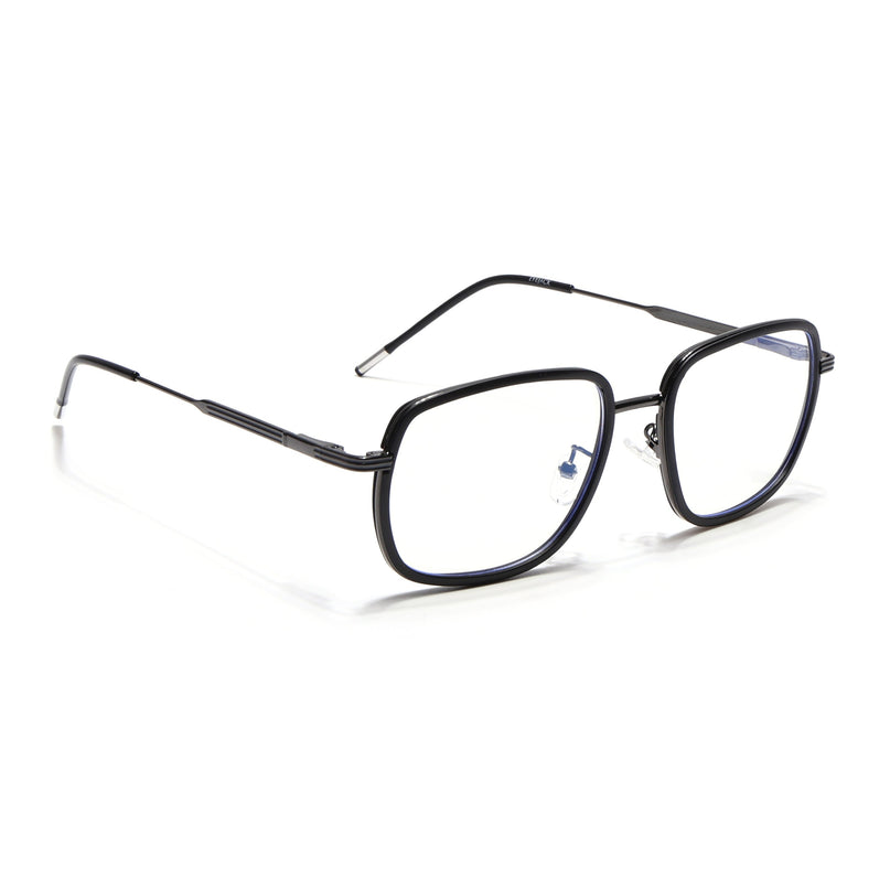 Eyejack Black & Grey Square Eyeglasses for Men & Women (2501FCL1538-C1)