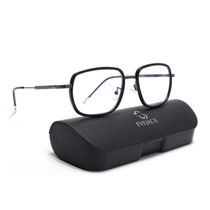 Eyejack Black & Grey Square Eyeglasses for Men & Women (2501FCL1538-C1)